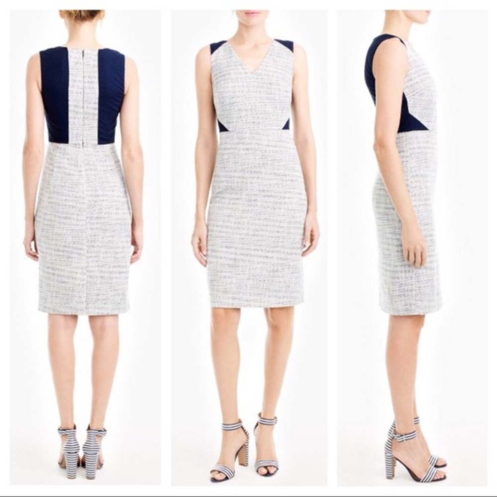 J Crew Tweed Dress 0p Navy Detail